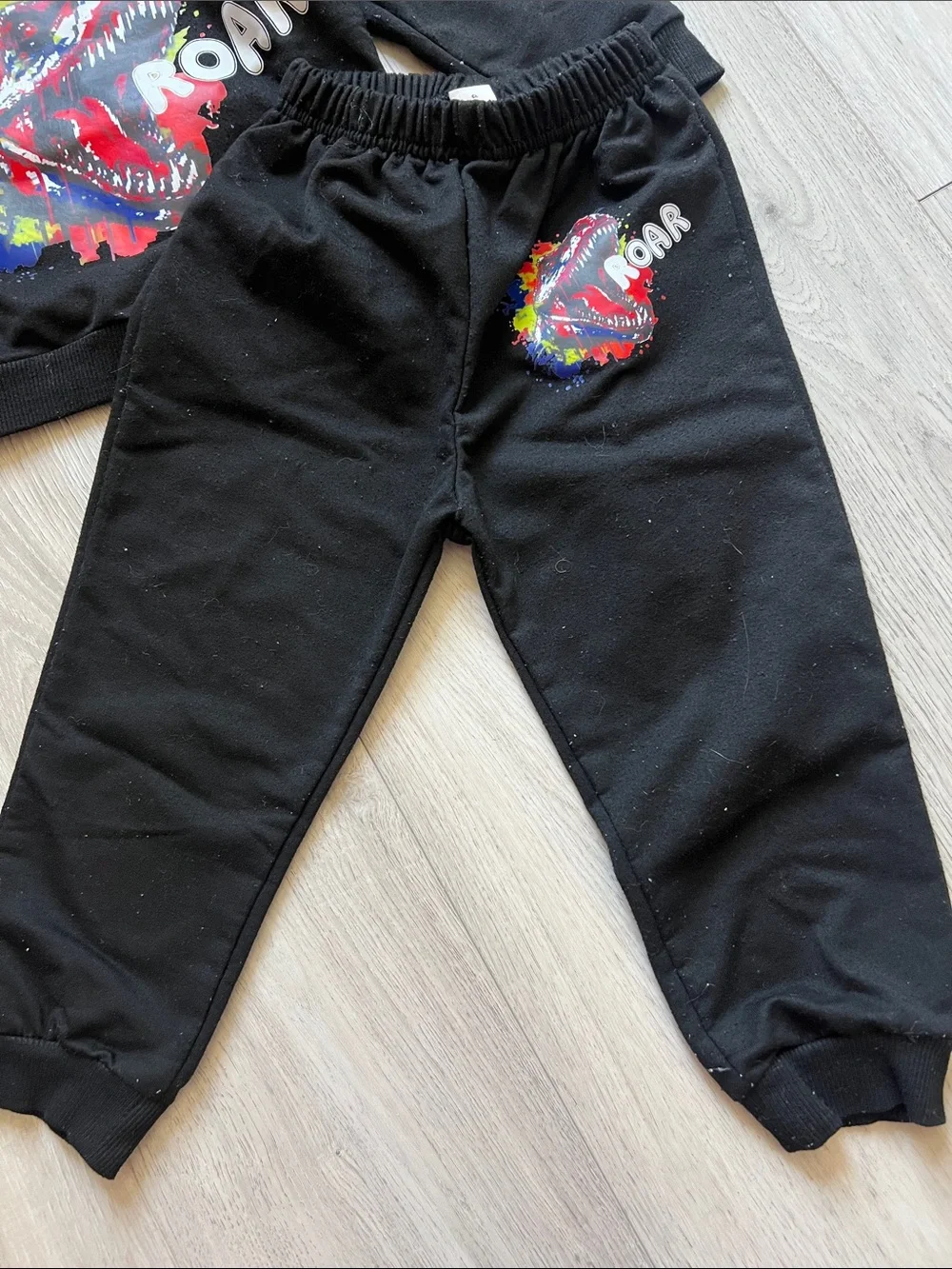 💋3/$10💋Shein Kids Black Dinosaur Roar Long Sleeve Sweatset Size 2-3T